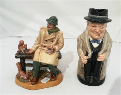 Lot 120 - Royal Doulton large character jug 'Winston Churchill' and a Doulton figure 'Lunch Time' HN2485