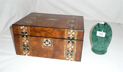 Lot 129 - A glass dump and an inlaid walnut box