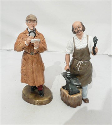 Lot 131 - Two Royal Doulton figures 'The Blacksmith' HN2782 and 'The Detective' HN2359