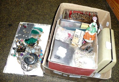 Lot 141 - A quantity of costume jewellery, in two boxes