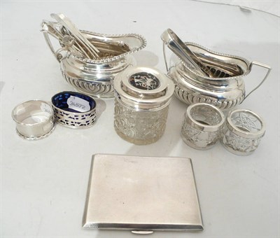 Lot 144 - A silver milk jug, a sucrier, a piquet ware top jar, a small quantity silver including spoons etc