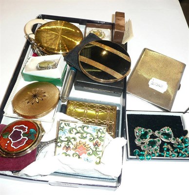 Lot 230 - Quantity of costume jewellery, silver cigarette case, compacts, a paste necklace, etc