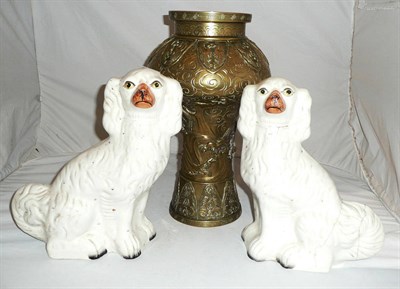 Lot 232 - A pair of Staffordshire spaniel dogs and a Chinese vase decorated with dragons