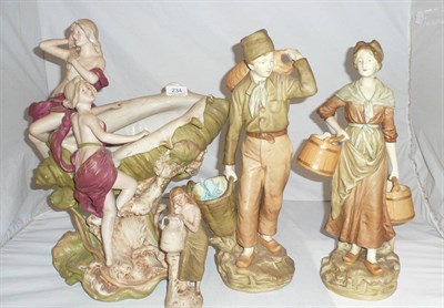 Lot 234 - Four Royal Dux figures (a.f.)