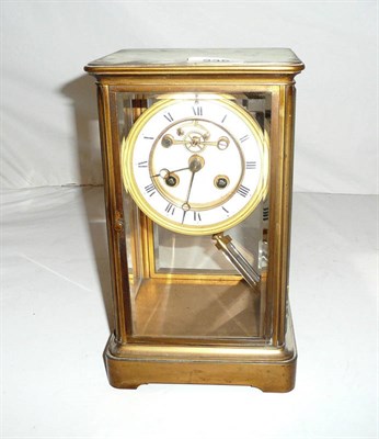 Lot 235 - 19th century brass mantel clock with mercury pendulum