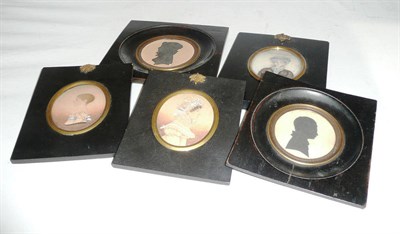 Lot 243 - Five framed silhouette portraits