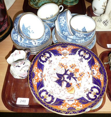 Lot 248 - A Wedgwood blue and white transfer-printed tea service, Masons jug and a Derby-style plate