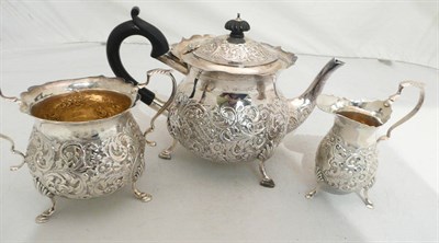 Lot 256 - Three piece silver tea set