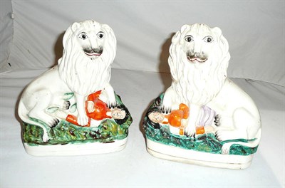 Lot 272 - Pair of Staffordshire lions