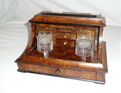 Lot 273 - Burr walnut desk top inkwell