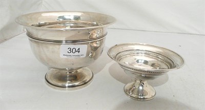 Lot 304 - Silver pedestal bowl and a Sterling pedestal dish (2)