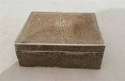 Lot 307 - A silver and shagreen cigarette box, London 1911 containing two photographs of the Shackleton...