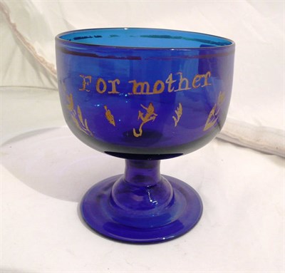 Lot 319 - Bristol blue pedestal bowl, for mother