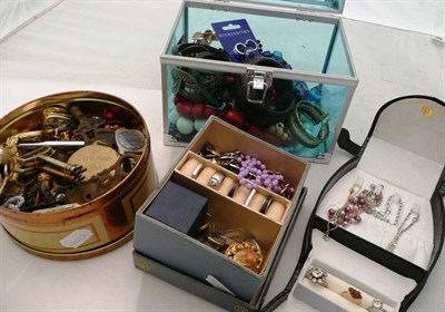 Lot 332 - A quantity of costume jewellery in four boxes