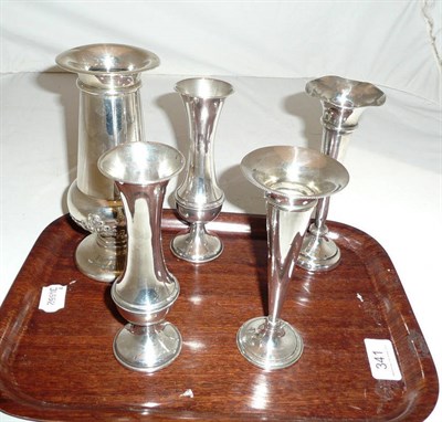 Lot 341 - Five silver vases