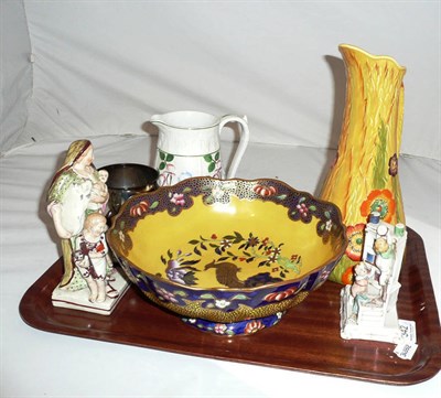 Lot 342 - Staffordshire figure 'widow', a goblet, crystoleum, etc