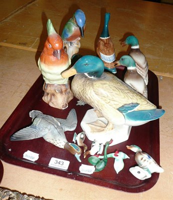 Lot 343 - A tray of Beswick ornaments and Continental bird figures