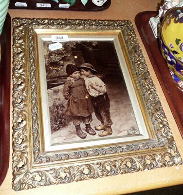 Lot 344 - Gilt framed chrystoleum of two young children