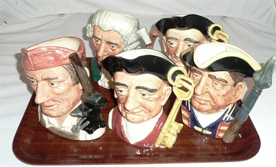 Lot 350 - Five Royal Doulton character jugs