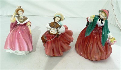 Lot 351 - Three Royal Doulton figures 'Lady Charmain' HN1949, 'The Skater' HN2117 and 'Sunday Morning' HN2194