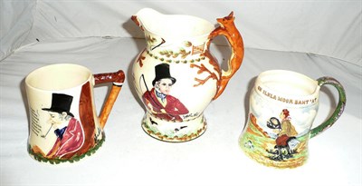 Lot 362 - Musical hunting jug and two Crown Devon musical mugs