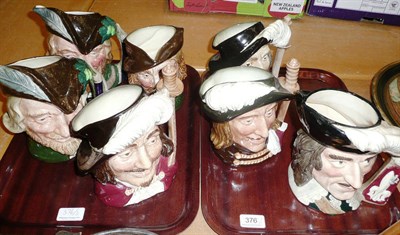 Lot 376 - Seven Royal Doulton character jugs including Robin Hood and the Four Musketeers