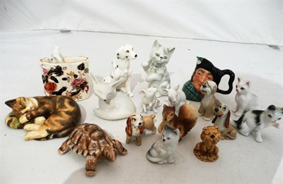 Lot 377 - Seven Wade animals, Royal Dux fox and other figures