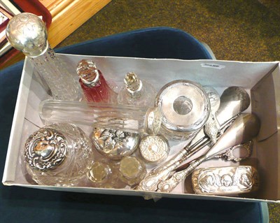 Lot 379 - Silver-topped glass jars, etc