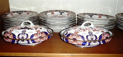 Lot 384 - A Royal Crown Derby dinner set, comprising: ten meat plates, fourteen soup plates, nine side plates