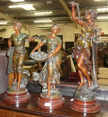 Lot 396 - Two pairs of French spelter figures