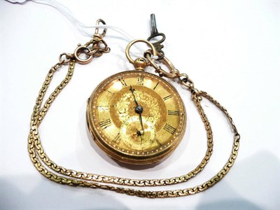 Lot 413 - An 18 carat gold open faced pocket watch (a.f.)