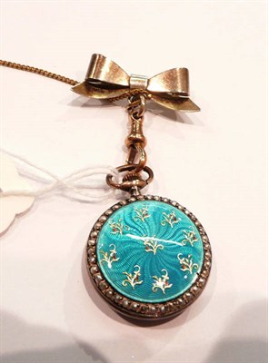 Lot 425 - A lady's enamel fob watch