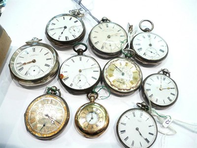 Lot 452 - Three silver pocket watches and a quantity of plated pocket and wrist watches