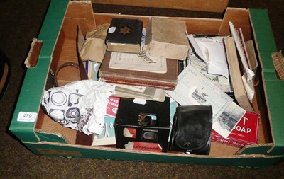 Lot 479 - A quantity of photographs, coins, pocket watch, vesta and collectable's, etc