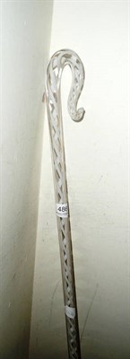 Lot 486 - Victorian glass walking stick with white twist decoration