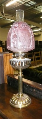 Lot 488 - Pink glass oil lamp