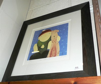 Lot 505 - A framed limited edition print after MacKenzie Thorpe 'When I Fall in Love'