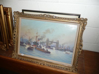 Lot 517 - Bradley-Carter oil on board of a 'Thames scape', coaching print and another