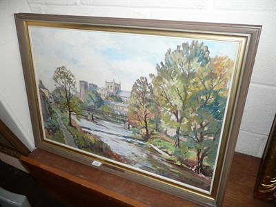 Lot 519 - Walter Horsnell, gilt framed oil, Ripon Cathedral and four prints