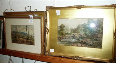 Lot 529 - Signed watercolour of a bridge and other four watercolours