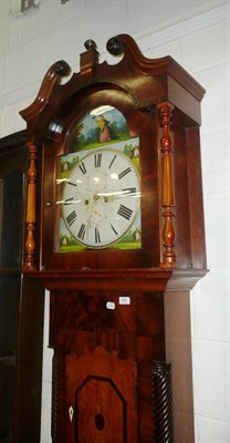 Lot 552 - Oak and mahogany longcase clock with painted dial, J Iddison, Kirkby Malzeard