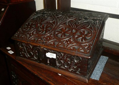 Lot 555 - Carved oak desk box