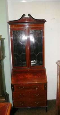 Lot 568 - Edwardian mahogany and satinwood banded bureau bookcase