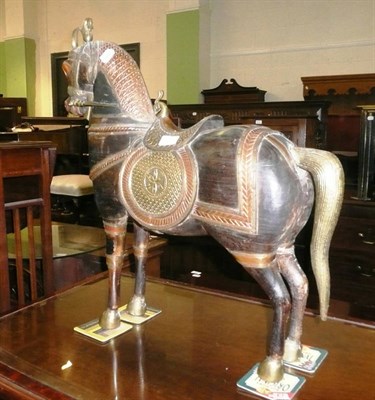 Lot 597 - Hardwood and metal-mounted horse figure in Tang style