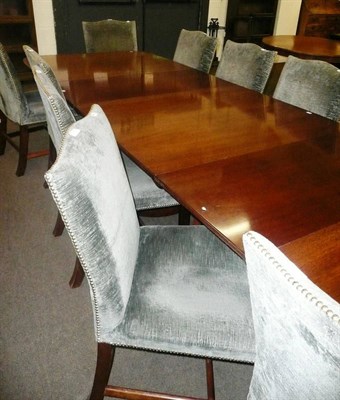 Lot 604 - Extending dining table and twelve chairs (certificate for re-upholstering/fire regulations...