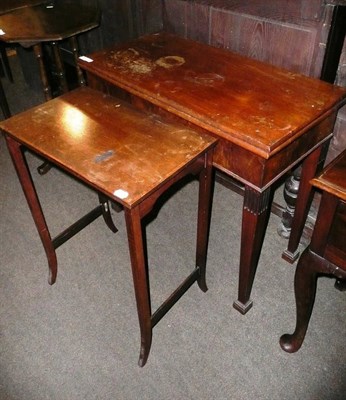 Lot 609 - A mahogany fold over table and a mahogany side table (originally from a nest of tables)