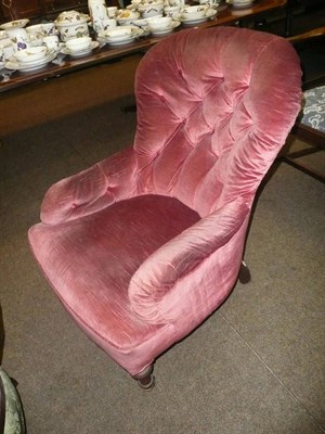 Lot 642 - Victorian upholstered parlour chair and a 19th century mahogany bidet