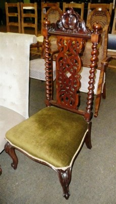 Lot 647 - A 19th century rosewood high back side chair with spiral turned supports