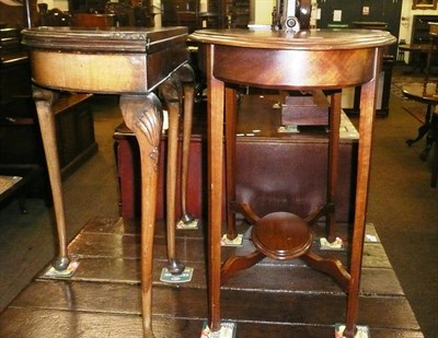 Lot 674 - 1930's walnut fold-over card table and an Edwardian occasional table