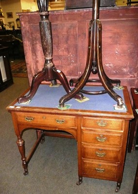 Lot 680 - Small Edwardian desk, bentwood hat and coat stand and a plant pedestal